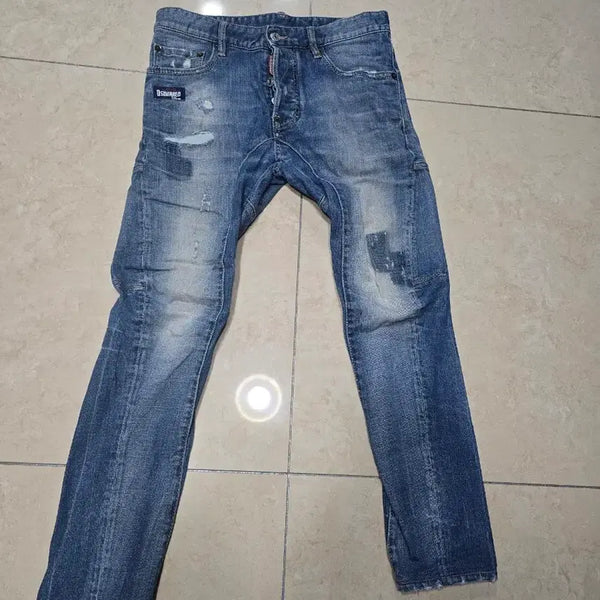 [BUNJANG] DSQUARED2 Blue Patch Biker Jeans / 디스퀘어드 블루패치 바이커진