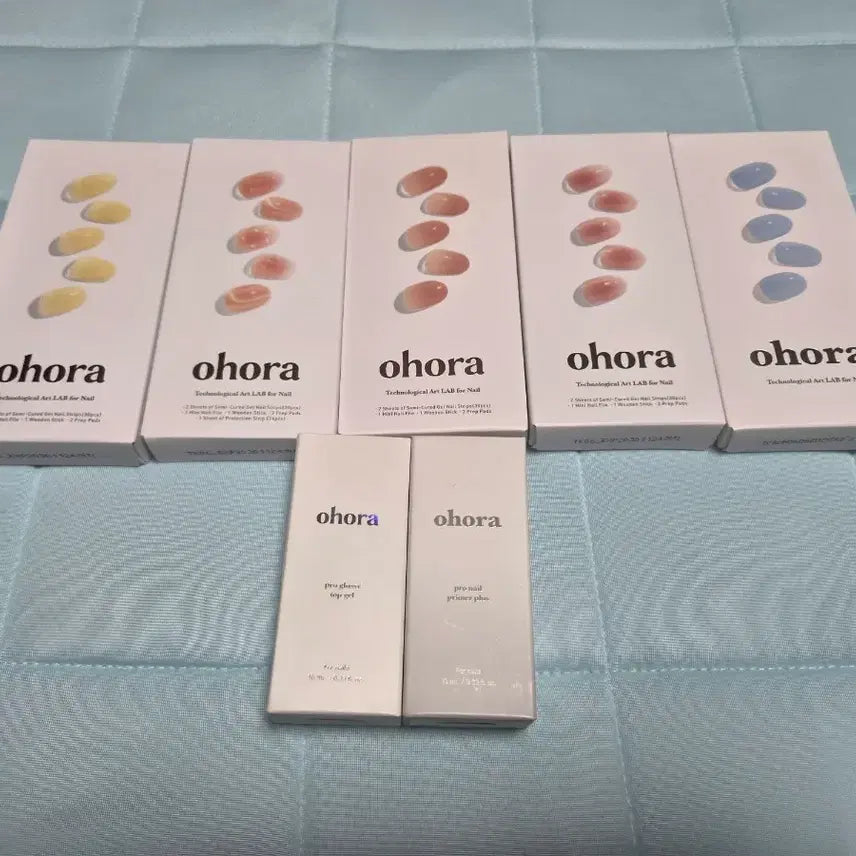 [BUNJANG] Ohora Gel Nail Sticker Set with Primer, Top Gel & Gel Lamp / 오호라 젤 네일 스티커 5종+프라이머/탑젤+젤램프