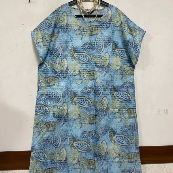 [BUNJANG] Plus Size Rayon Seersucker-Feel Long One-Piece Dress / 빅사이즈.특가새)8jumoney 인견 느낌 롱 원피스.레이온.시어서커느낌