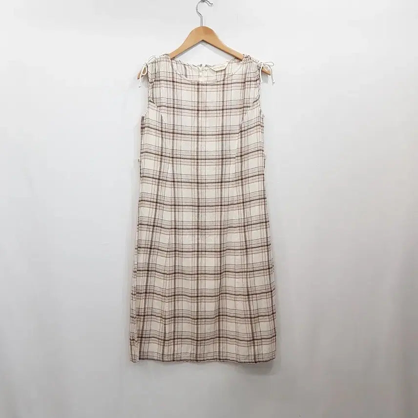 [BUNJANG] Vintage Check Pattern Mori Girl Sleeveless Long Dress Women's M / R695 빈티지 체크 패턴 모리걸 하구미룩 민소매 나시 롱 원피스 여M