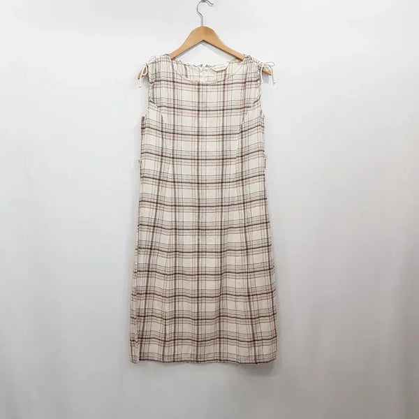 [BUNJANG] Vintage Check Pattern Mori Girl Sleeveless Long Dress Women's M / R695 빈티지 체크 패턴 모리걸 하구미룩 민소매 나시 롱 원피스 여M