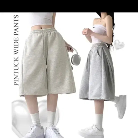 [BUNJANG] Ablie Pin Tuck Wide Bermuda Training Pants / 에이블리 핀턱 와이드 팬츠 버뮤다 트레이닝