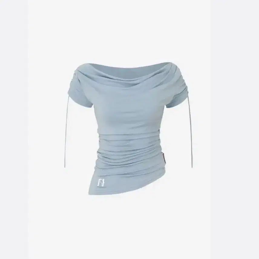 [BUNJANG] Newearlin Miao Summer Draping Shirring Boatneck Top Sky Blue / 뉴얼린 미야오 썸머 드레이핑 셔링 보트넥 탑 스카이블루