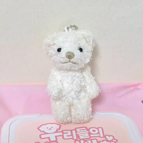 [BUNJANG] Vintage White Silver Bear Keychain / 고전 빈티지 화이트 실버 곰돌이 똥인형 키링