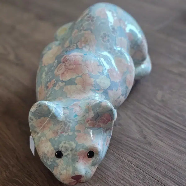 [BUNJANG] Large Decoupage Cat Figurine Vintage / 데코파주 고양이 피겨린 빈티지 대형
