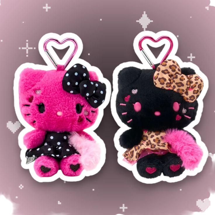 [BUNJANG] Sanrio Hello Kitty Gyaru Max Mascot Doll Keychain / 산리오 헬로키티 갸루 갤 맥스 마스코트 인형 키링 블랙 핑크