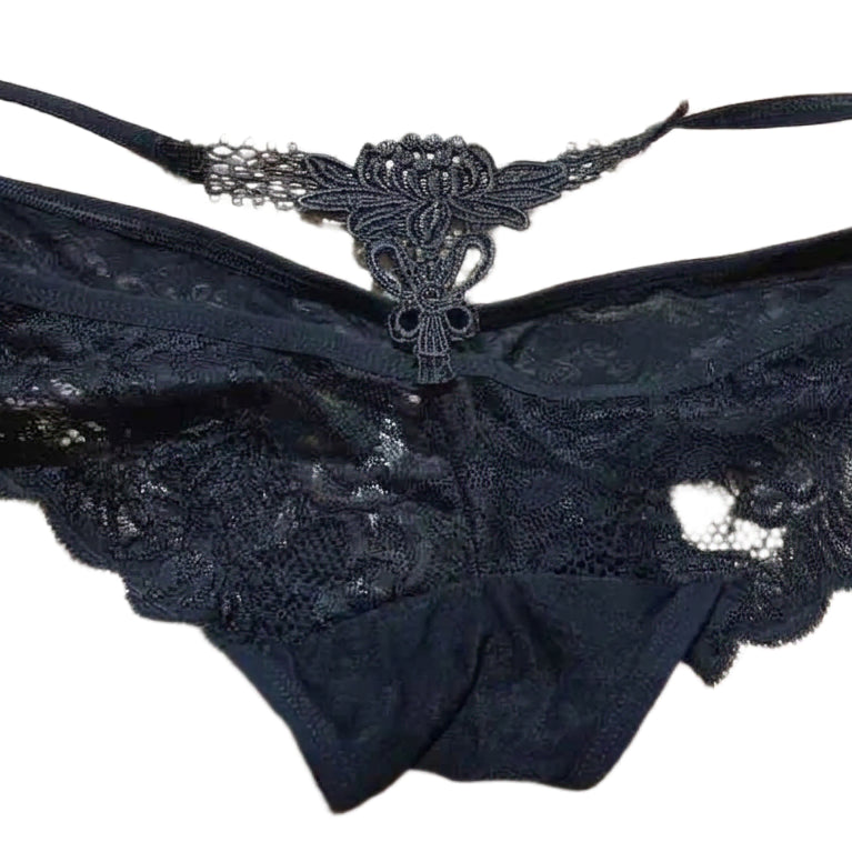 [BUNJANG] Black Lace Backstrap Panty / 착샷 l 백스트랩 레이스 팬티