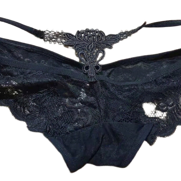 [BUNJANG] Black Lace Backstrap Panty / 착샷 l 백스트랩 레이스 팬티