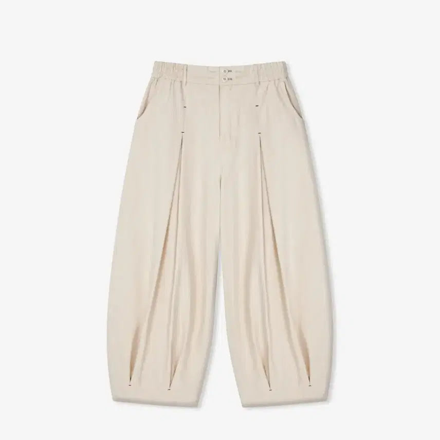 [BUNJANG] Angrun Unbalance Long Tuck Balloon Pants Ivory / 앵글런 Unbalance Long Tuck Balloon Pants 아이보리