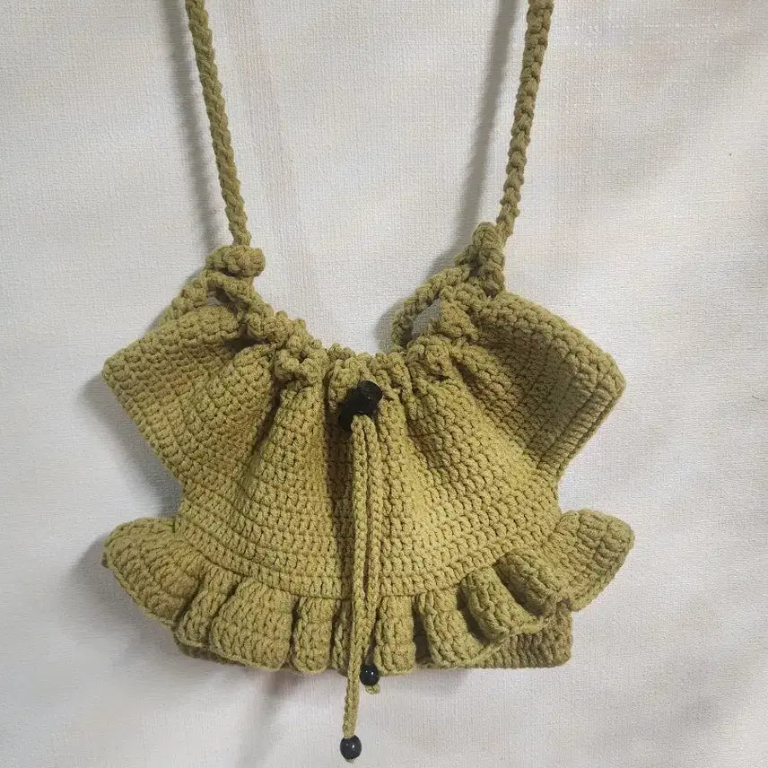 [BUNJANG] Knit Shoulder Bag Olive / 뜨개질 숄더백 올리브색