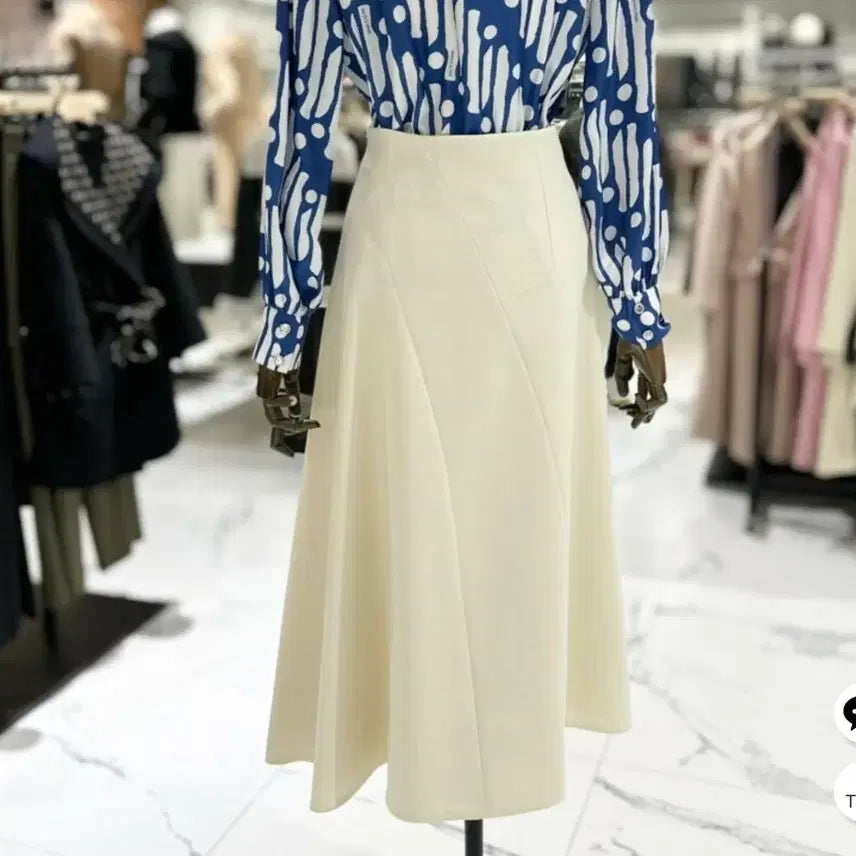 [BUNJANG] MOJO.S.FIN A-Line Asymmetrical Hem Midi Skirt Ivory / 모조에스핀 롱스커트55 새상품 499,000원 제품