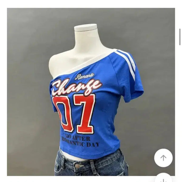 [BUNJANG] Retro Asymmetrical Cropped Short Sleeve T-Shirt / 에이블리 - 레트로 언발 크롭 반팔 티셔츠