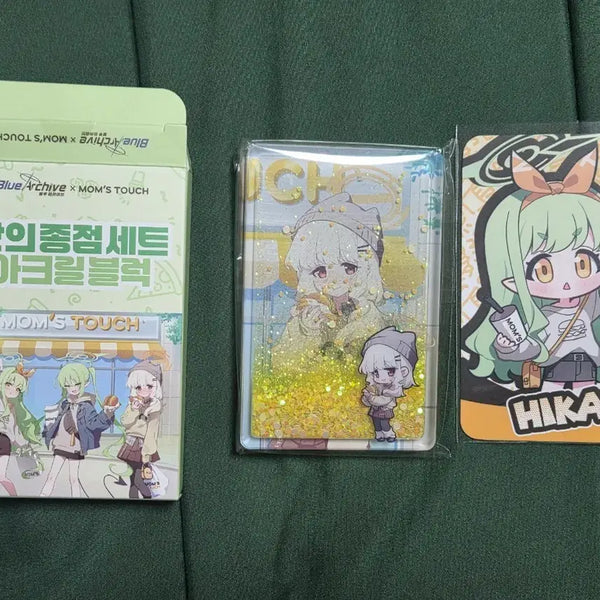 [BUNJANG] Blue Archive Mom's Touch Collaboration Aoba Acrylic Block + Hikari Card Set / 블루아카이브 맘스터치 콜라보 아오바 아크릴+히카리 카드 세트