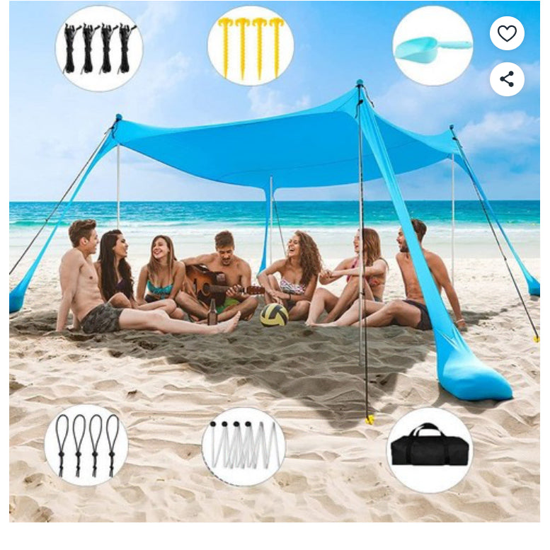 [BUNJANG] Ultra Lightweight Large Tarp - Outdoor Camping Sunshade, Blue / 초경량 대형 타프 해변의 백사장 타프 야외 캠핑 타프 방수 자외선 그늘막 블루4파  3*3*2m