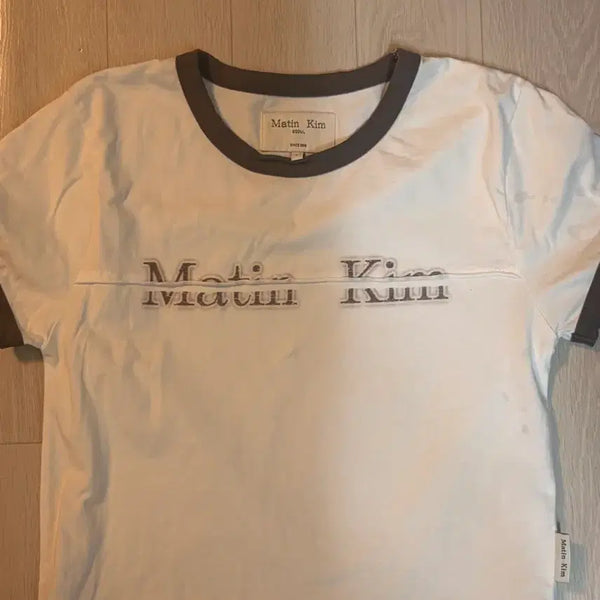 [BUNJANG] Matinkim White Ringer Cropped Short Sleeve T-Shirt / 마뗑킴 화이트 링거 크롭 반팔티