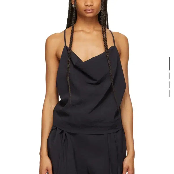[BUNJANG] LE17SEPTEMBRE Navy Crepe Cowl Neck Tank Top / LE17SEPTEMBRE 네이비 크레이프 카울넥 탱크탑