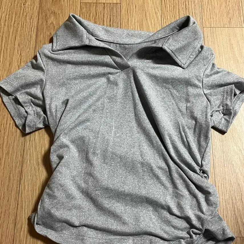 [BUNJANG] Women's Comfort Collar T-Shirt - Grey / 여성용 느좋 카라티셔츠 그레이