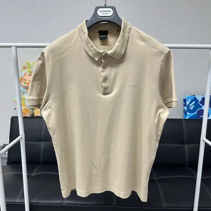 [BUNJANG] Hugo Boss New Green Label Beige Short Sleeve Polo Shirt (Size 105) / (사이즈105)휴고보스-신형 그린라벨 베이지 반팔카라티