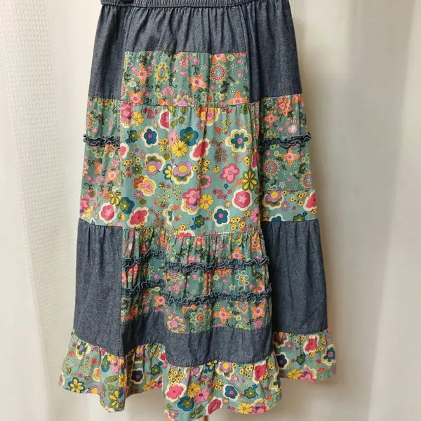 [BUNJANG] Patchwork Flower Denim Long Skirt / 패치워크 플라워 데님 롱스커트