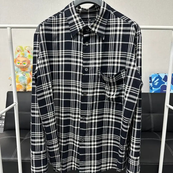 [BUNJANG] System Homme Navy Check Shirt / (사이즈100)시스템옴므-네이비 체크 셔츠