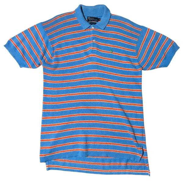 [BUNJANG] Polo Ralph Lauren 80s Striped Short Sleeve Knit (Size 95) / [95] 폴로 랄프로렌 80s 스트라이프 카라 반팔 니트
