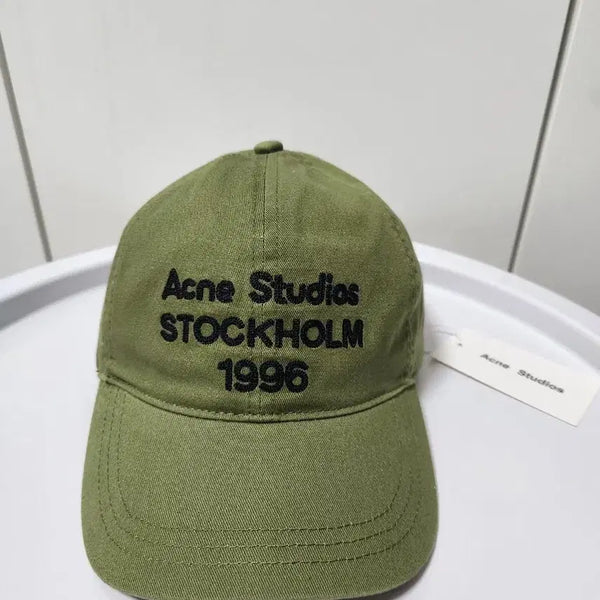 [BUNJANG] Acne Studios Stockholm 1996 Cotton Twill Cap / [택있는새상품/반택무배]아크네 스튜디오 스톡홀름 1996 볼캡 모자 카키 블랙레터링자수