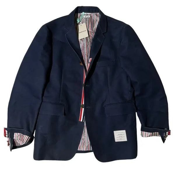 [BUNJANG] Thom Browne Gold Button RWB Tricolor Single Blazer Jacket Navy / [2] 톰브라운 금장버튼 RWB 삼선 싱글 블레이저 자켓 네이비