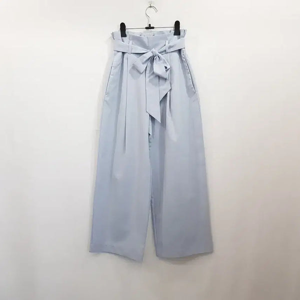 [BUNJANG] Vintage Belted High-Waist Wide Leg Pants (Size S) / R704 빈티지 밴딩 하이웨스트 벨티드 오피스룩 하객룩 와이드 바지 여S
