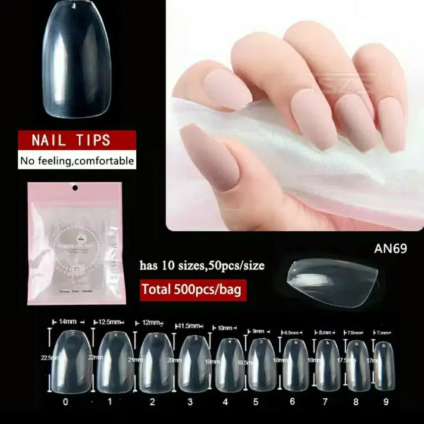 [BUNJANG] CoffineGgg Transparent Nail Tips 500 pcs / 코핀에그 투명 네일팁 500개