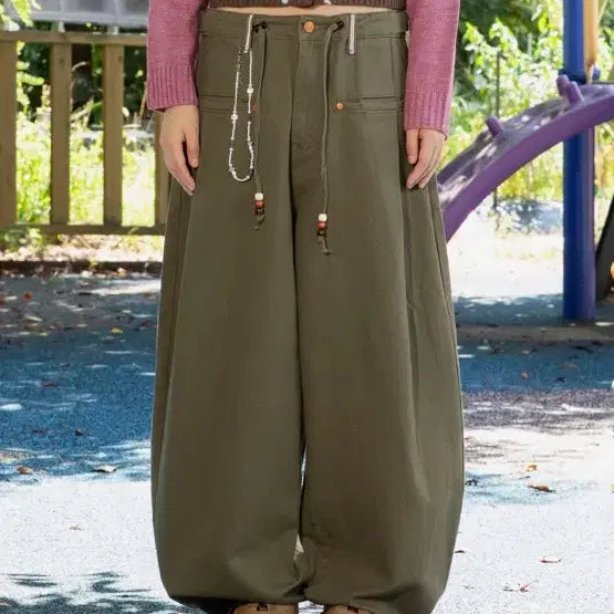 [BUNJANG] Lunakihoo Chitose Snap Cotton Balloon Pants Khaki / [새상품] 루나키후 치토세 스냅 코튼 벌룬 팬츠 카키