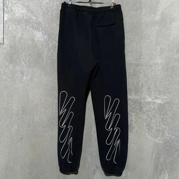 [BUNJANG] Off-White 22FW Wave Outline Diagonal Sweat Jogger Pants Black / [L,매장판] 22fw 오프화이트 웨이브 아웃라인 다이애그 스웨트 조거 팬츠