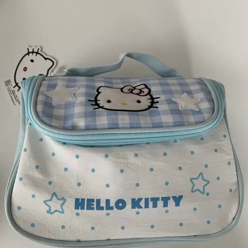 [BUNJANG] Hello Kitty Blue Check Pouch / 헬로키티 파우치 블루 체크