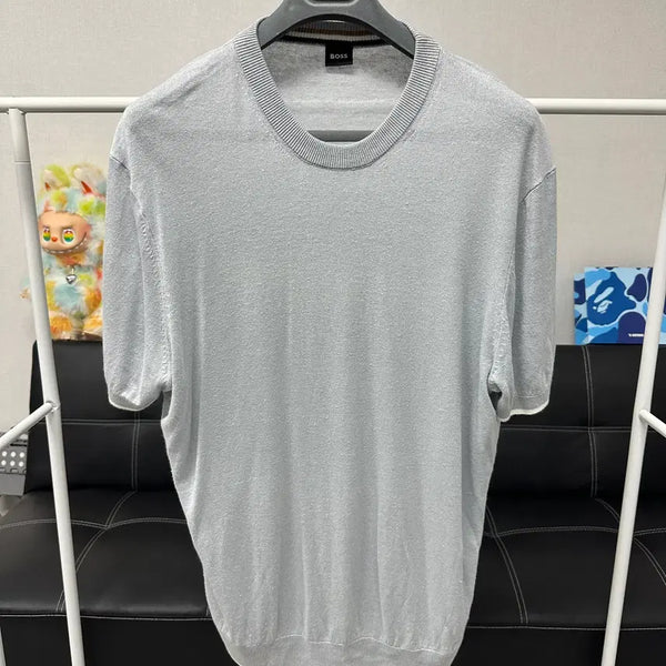 [BUNJANG] Hugo Boss Light Grey Short-Sleeve Knit Top Size 105 / (사이즈105)휴고보스-신형 라이트그레이 반팔 니트
