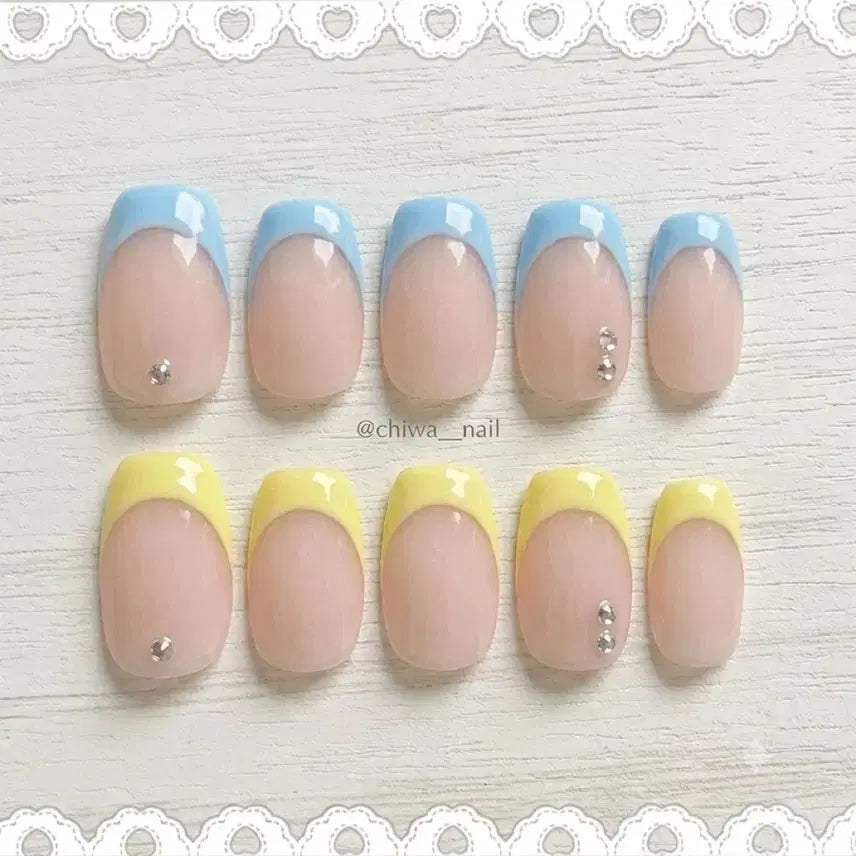 [BUNJANG] Custom Y2K French Handmade Nail Tips / 주문제작 y2k 프렌치 수제 네일팁