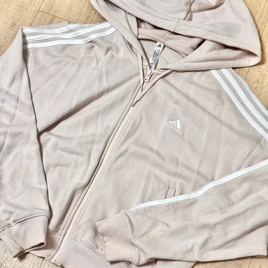 [BUNJANG] Adidas Strawberry Milk Cropped Jersey Hooded Jacket (International M / Korean L) / 아디다스 핑크 딸기우유 져지 후드집업 자켓 희귀 adidas