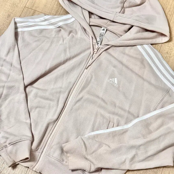 [BUNJANG] Adidas Strawberry Milk Cropped Jersey Hooded Jacket (International M / Korean L) / 아디다스 핑크 딸기우유 져지 후드집업 자켓 희귀 adidas