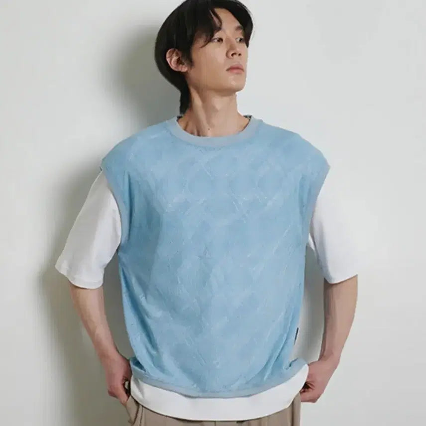 [BUNJANG] Bayer Knit Vest (Sky Blue, One Size) / 바이엘 니트베스트 하늘색 프리사이즈