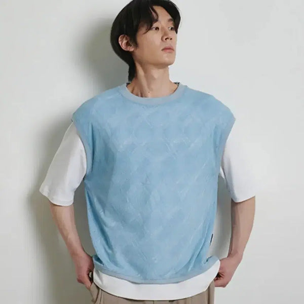 [BUNJANG] Bayer Knit Vest (Sky Blue, One Size) / 바이엘 니트베스트 하늘색 프리사이즈
