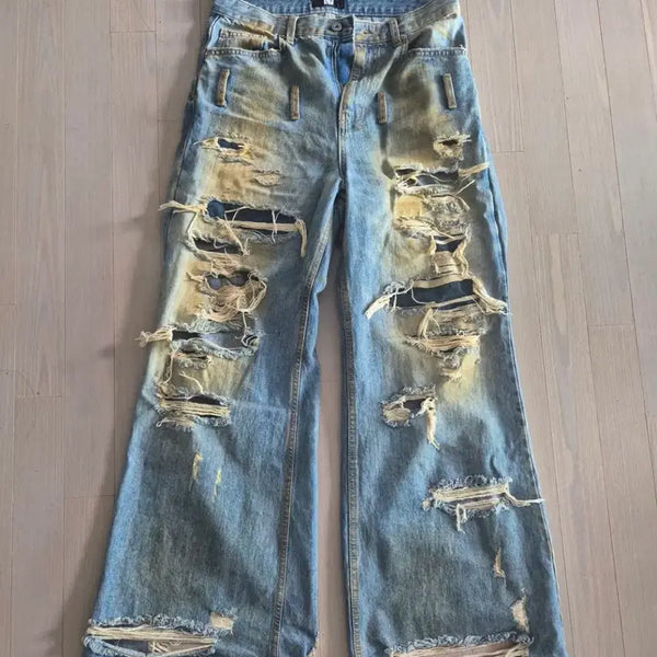 [BUNJANG] Sundayoffclub Distressed Washed Denim Jeans / sundayoffclub 선데이오프클럽 진