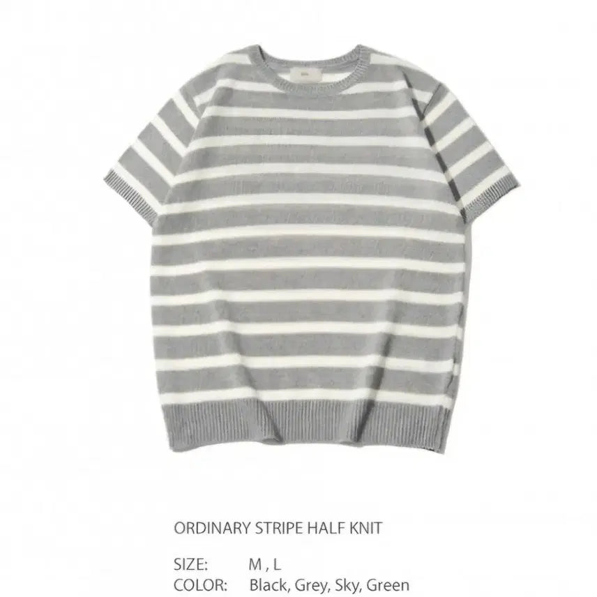 [BUNJANG] Ordinary Stripe Short Sleeve Knit (Size L) / 오디너리 스트라이프 반팔 니트L사이즈