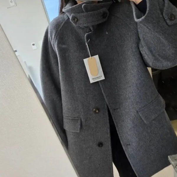[BUNJANG] Tudment Classic Wool Half Coat - Grey / 튜드먼트 클래식 울 하프코트 그레이
