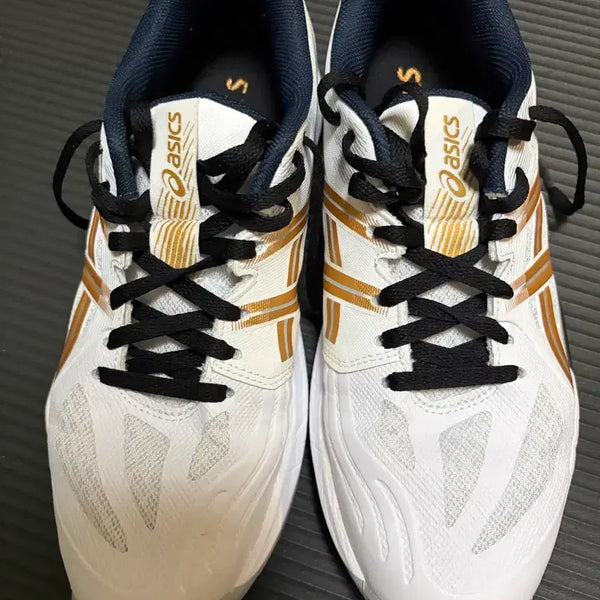 [BUNJANG] Asics Power Break White Rich Gold Volleyball Shoes / 아식스 파워브레이크 화이트 리치골드 255 배구화 체대입시화 배드민턴화