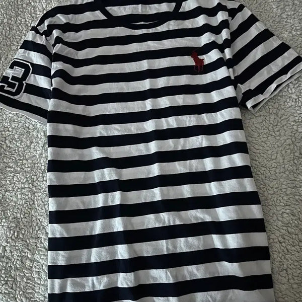 [BUNJANG] Polo Ralph Lauren Big Pony Stripe T-Shirt Navy / 폴로 랄프로렌 빅포니 스트라이프 반팔티 네이비