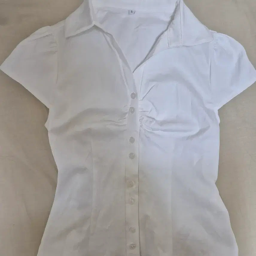 [BUNJANG] White Shirred Blouse / 화이트 셔츠 블라우스 S
