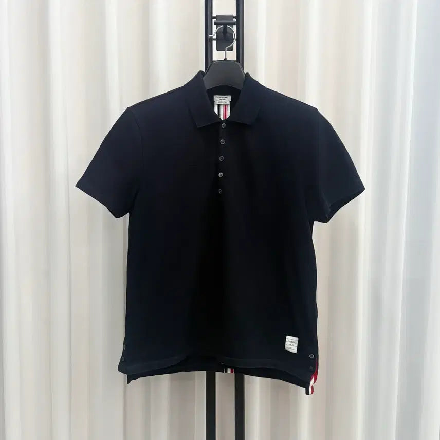 [BUNJANG] Thom Browne Back Tricolor Polo T-Shirt Navy / [2] 톰브라운 백삼선 반팔 카라티 네이비