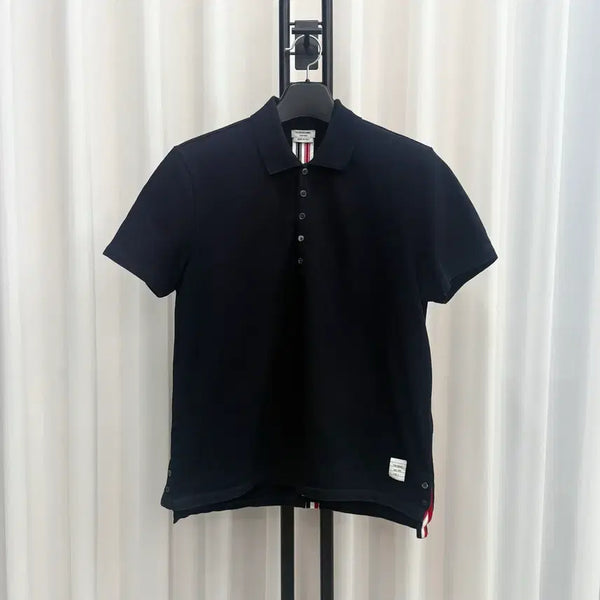 [BUNJANG] Thom Browne Back Tricolor Polo T-Shirt Navy / [2] 톰브라운 백삼선 반팔 카라티 네이비