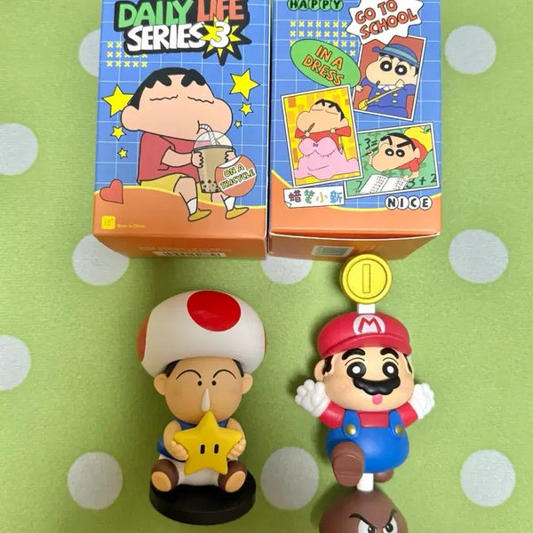 [BUNJANG] Crayon Shin-chan & Mario Mushroom Figure Set / 짱구는 못말려 짱구 맹구 마리오,버섯 피규어 새상품