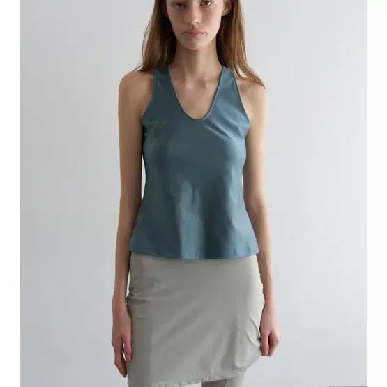 [BUNJANG] Overdue Flair Glitter Halter Top Teal Grey / 오버듀플레어 글리터 홀터탑 틸그레이 새상품
