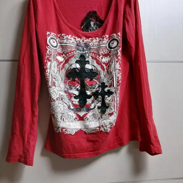 [BUNJANG] Y2K Skull Cross See-Through Punk T-Shirt / Y2K 스컬 크로스 시스루펑크티
