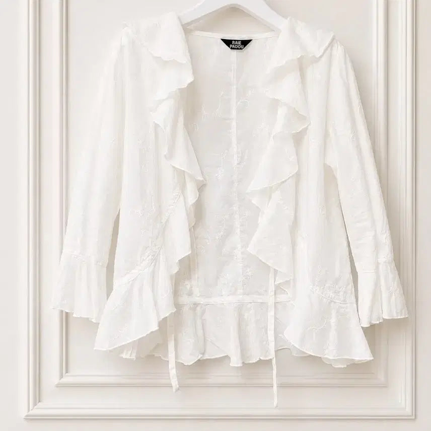 [BUNJANG] Vintage Japanese Embroidered Ruffle Bolero Cardigan / 일본 빈티지 플라워 자수 러플 볼레로 가디건 아오이유우 모리